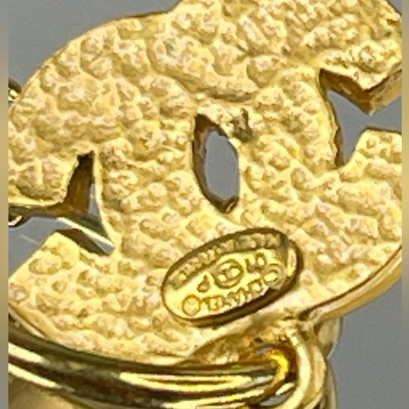 CHANEL CC Logo Gold Tone Pierced Earrings - Picture 10 of 13